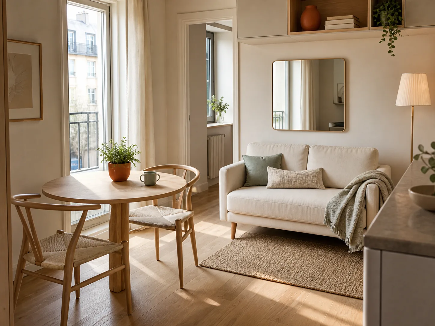 Helles Apartment mit platzsparendem Essbereich